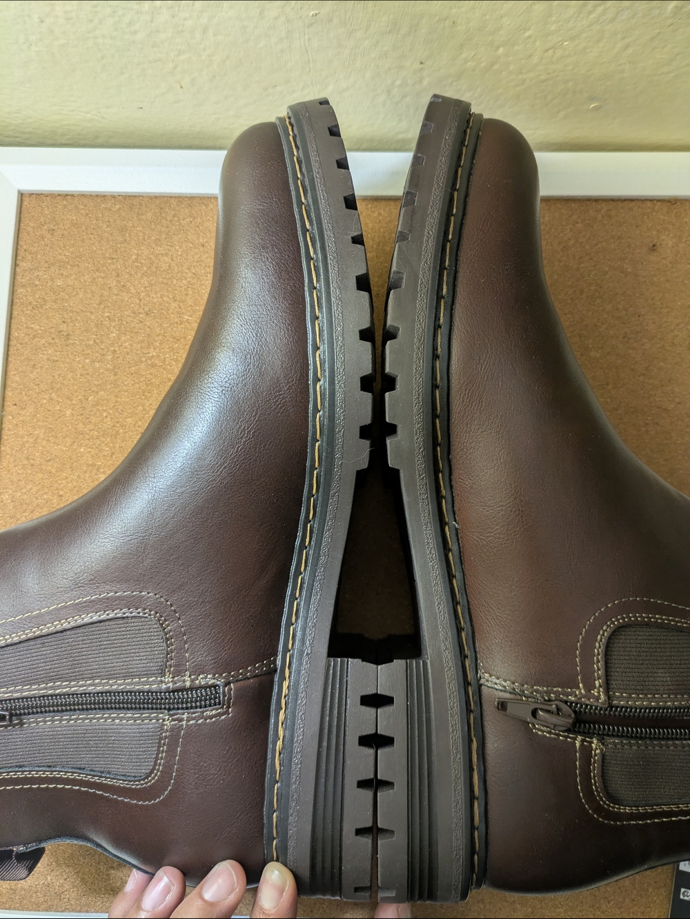 Men's Dark Brown Leather Chukka Zip Boots - Picture 3 of 11